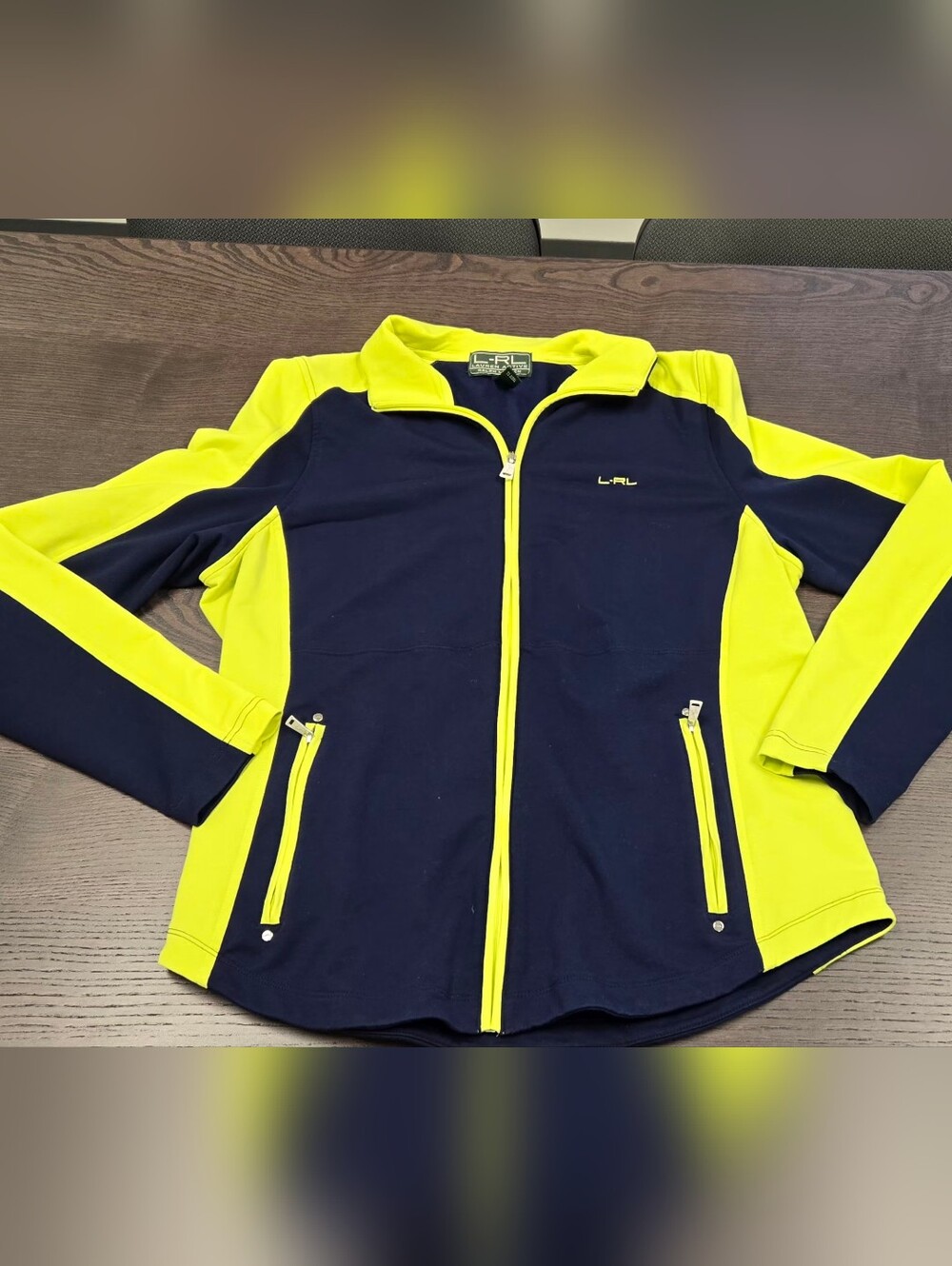 Ralph Lauren Navy Jacket with Neon Yellow Trim